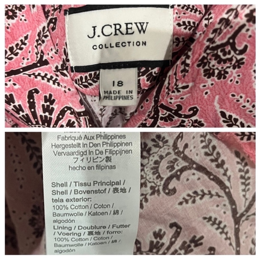 J. Crew Collection Plus Size 18 Pink Paisley Tiered Midi Dress Boho Halter Flowy - Picture 4 of 7